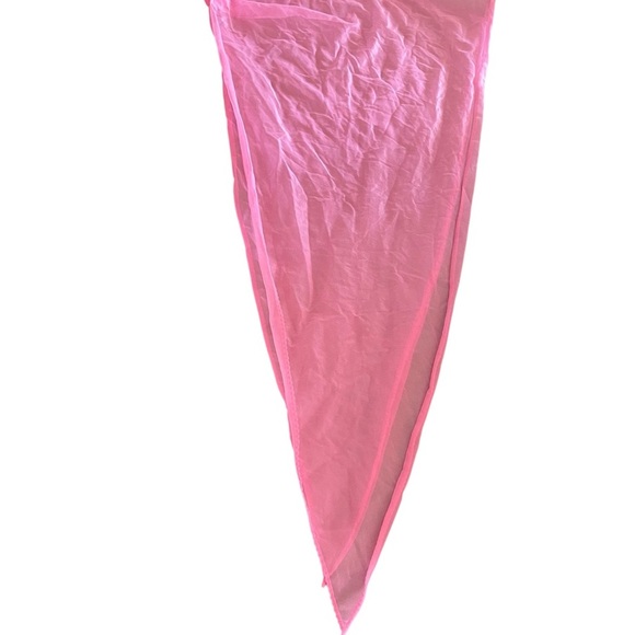 Vintage Sheer Chiffon Pink scarf to protect curlers / curls or boho headscarf - Picture 5 of 8